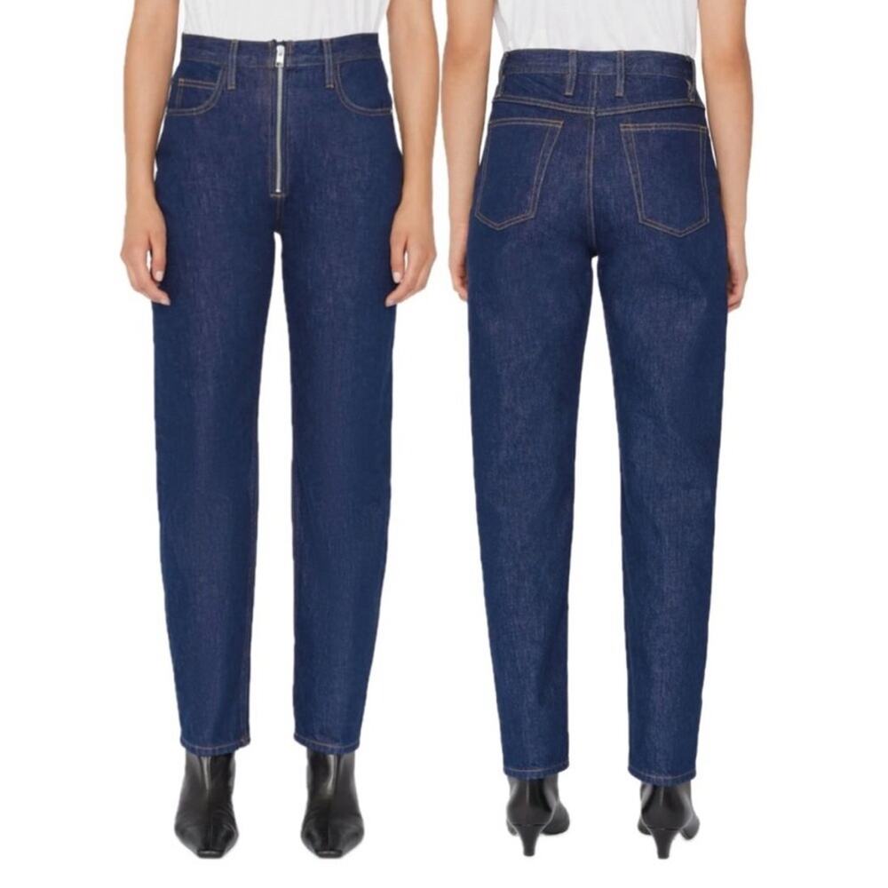Frame Blue Cotton High Rise Le High Tight Straight Leg Exposed Zipper Jeans 32